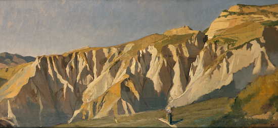 Painting by Elihu Vedder titled Cliffs of Volterra.
