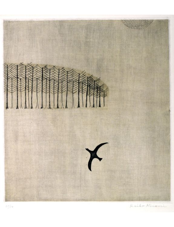 Taking Flight, 1958, color aquatint and etching on paper, 57.2 x 38.1 cm