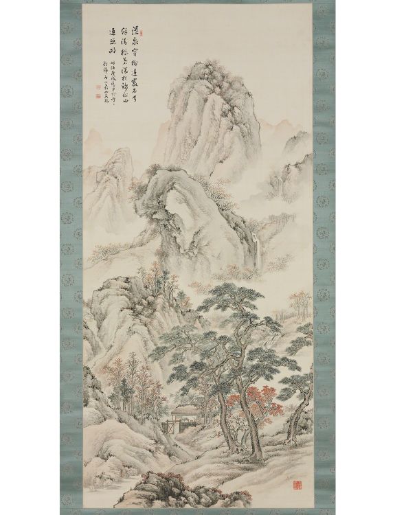 Mountains in Autumn, 1910, ink and colors on silk mounted as a hanging scroll, painting -- 189.2 x 86.4 cm Image © 2025 Philadelphia Museum of Art (PMA-9200)