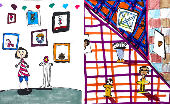 elementary art lesson museum drawings